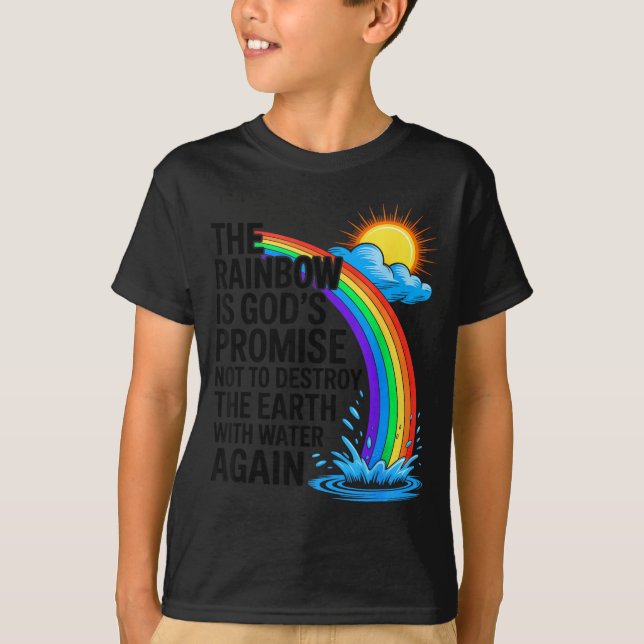 Camiseta Cristãos Bíblia Religiosa O Arco-íris É Deus (Frente)