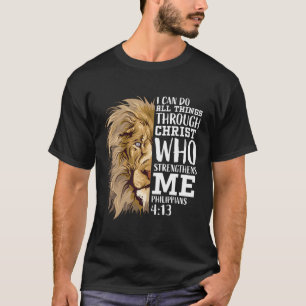 Camiseta Cristãos Presentes Homens Lion Philippians 4 13 Re