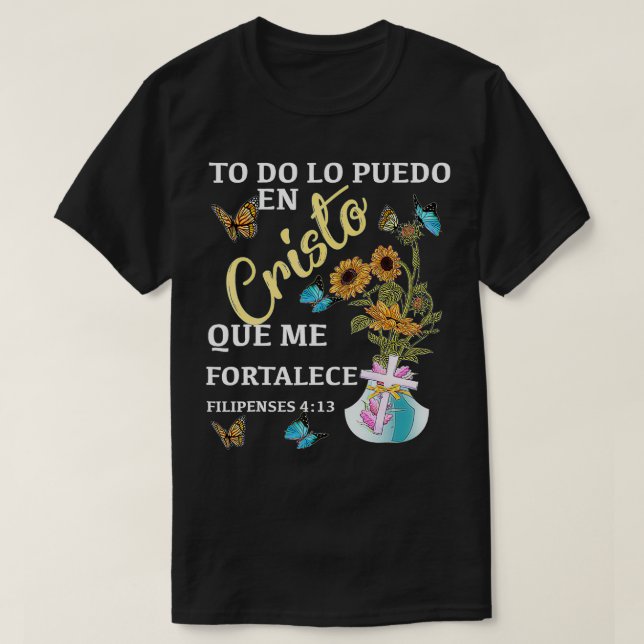 Camiseta cristiana en espanol Versiculo Spanish Ch (Frente do Design)