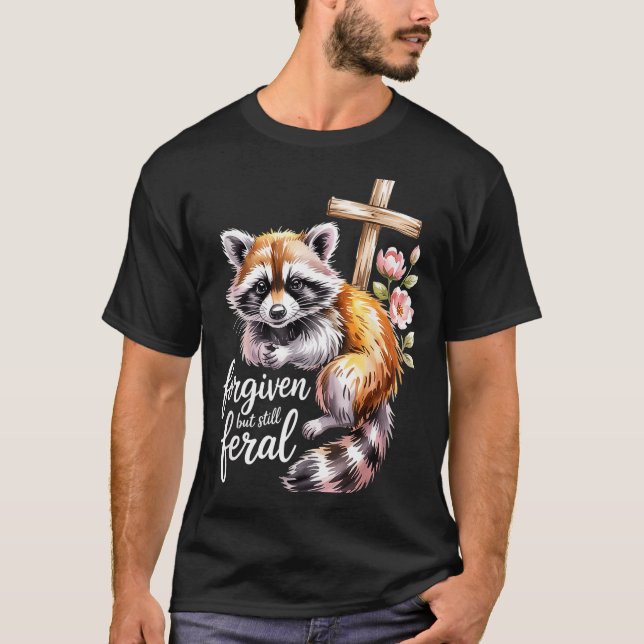 Camiseta Cristianismo de Guaxinim Feral Mas Perdoado Citaçã (Frente)