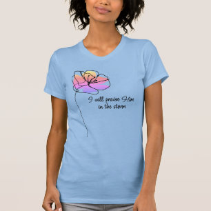 Camiseta Cristianismo de Louvor Inspirador Floral Rosa
