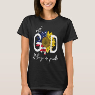 Camiseta Cristianismo Patriótico EUA Com Deus Todas as Cois