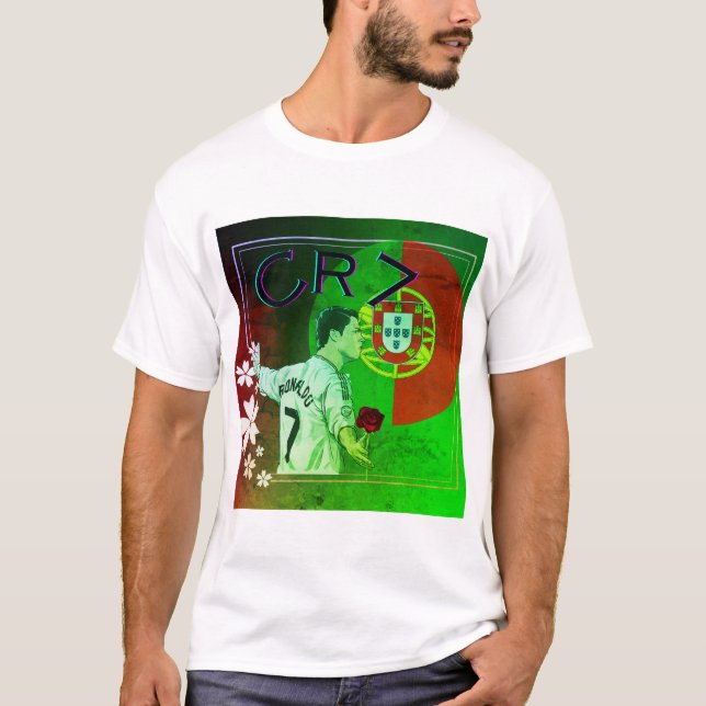 Camiseta Cristiano Ronaldo segurava uma flor (Frente)