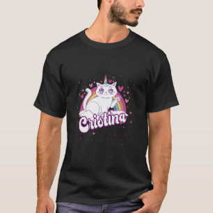 Camiseta Cristina Nome Adorável Com Bela Caticórnio