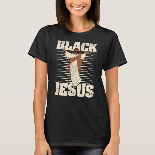 Camiseta Cristo acredita em feliz Natal Jes negros religios (Frente)