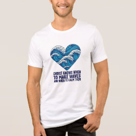 Camiseta Cristo azul oceânico e design de ondas
