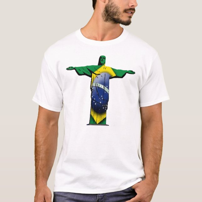 Camiseta Cristo brasileiro da bandeira o redentor (Frente)