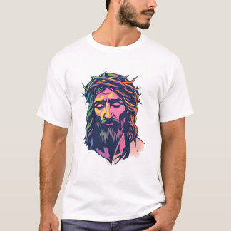 Camiseta Cristo Colorido: Jesus com Coroa de Tee Thorns
