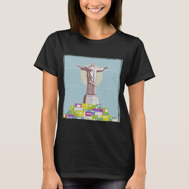 Camiseta Cristo da Favela do Poster de viagens Redentor (Frente)