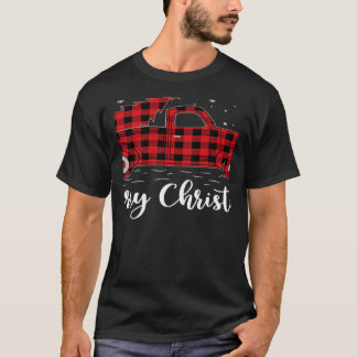 Camiseta Cristo de Feliz de Caminhão Vermelho Xadrez  Verme