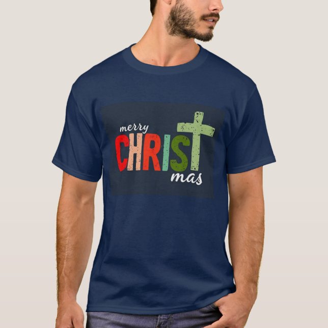Camiseta Cristo de Feliz de texto natalino (Frente)