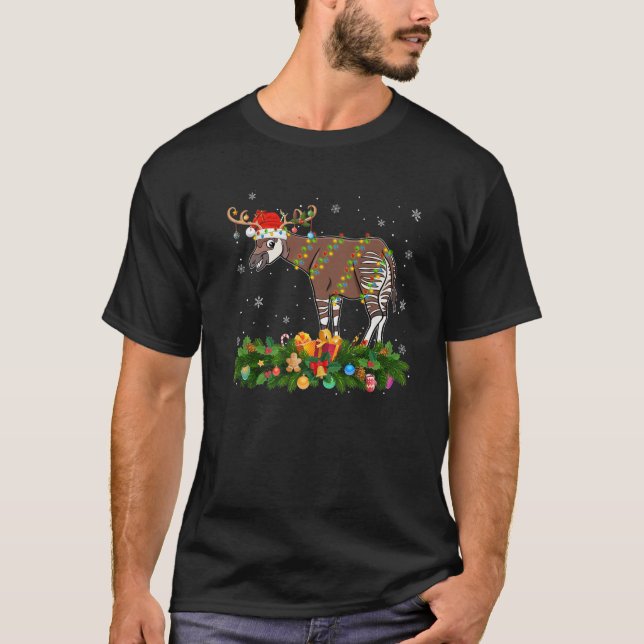 Camiseta Cristo de Okapi Amante de os animais Reindeer Sant (Frente)