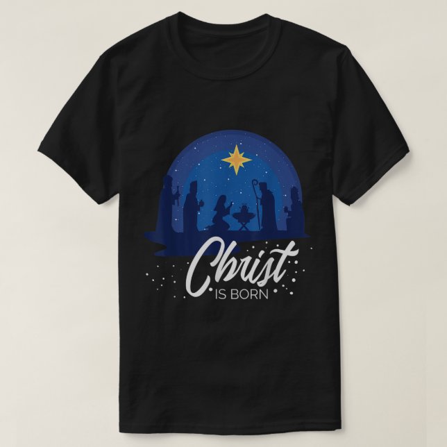 Camiseta Cristo é Nascer Bíblia Primeiro Natal Jesus (Frente do Design)