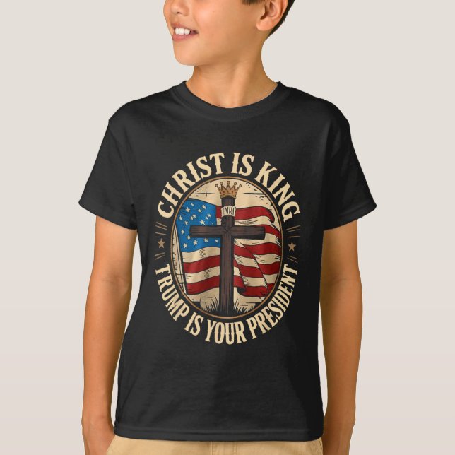 Camiseta Cristo é Rei e Trump é Presidente  (Frente)