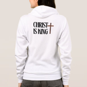 Camiseta Cristo é Rei Texto Preto e Cruz de Madeira Marro