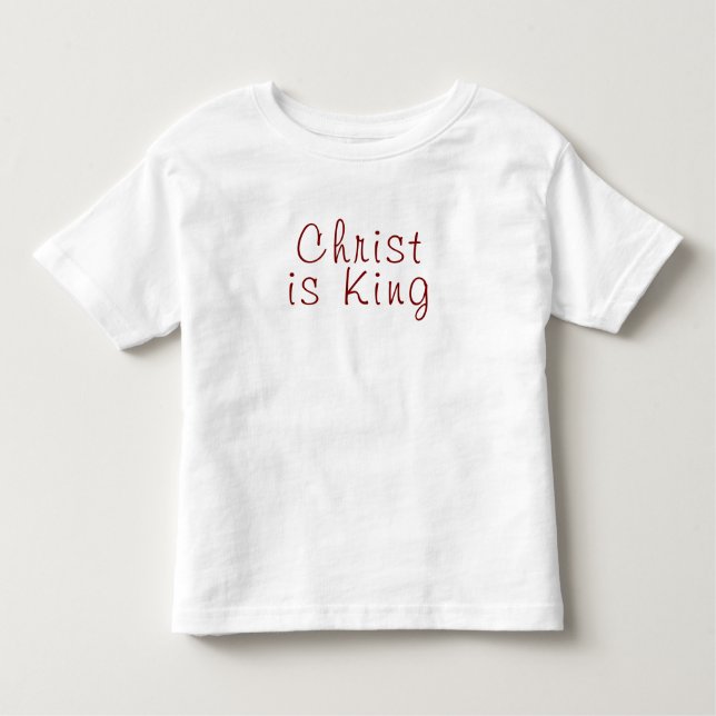 Camiseta Cristo é Rei | Texto vermelho em branco (Frente)