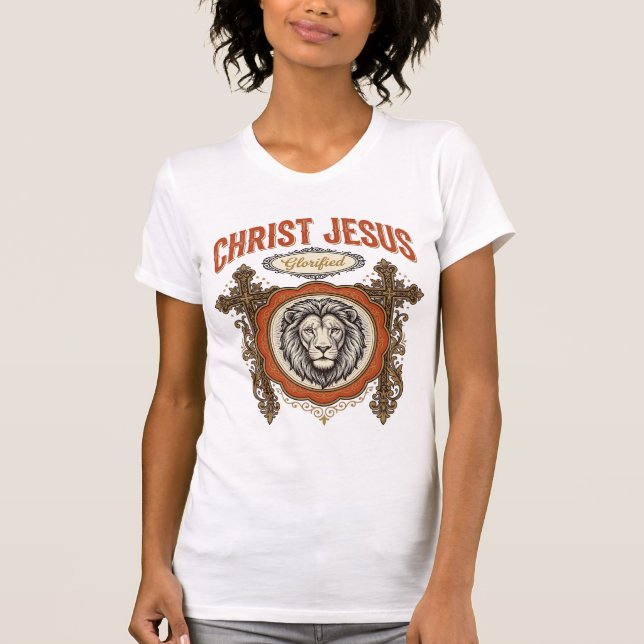 Camiseta Cristo Jesus Fé do Leão Vintage (Frente)
