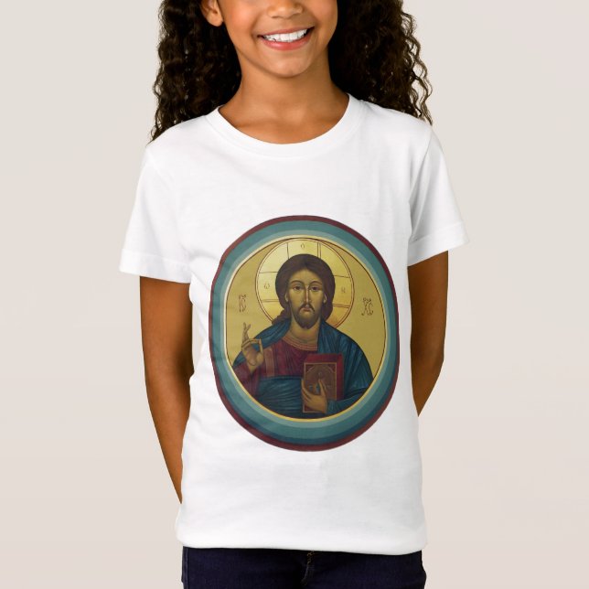 Camiseta Cristo Pantocrator Bizantino Arte em Mosaico Redon (Frente)