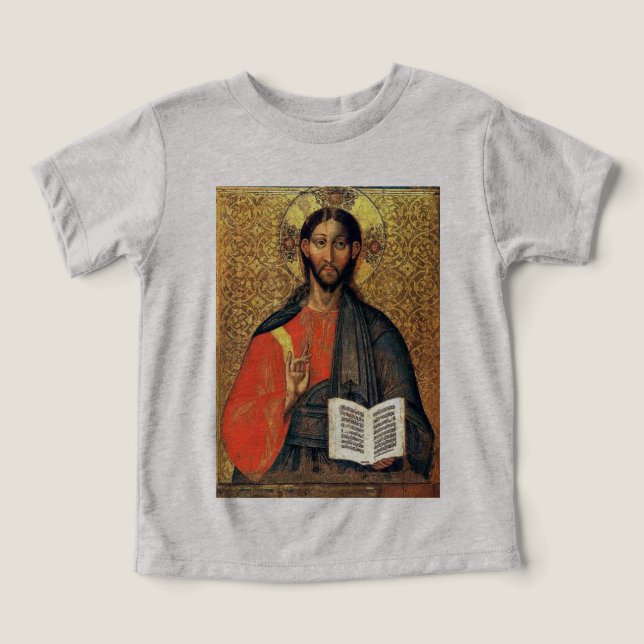 Camiseta Cristo Pantocrator Ícone Ortodoxo Século XVI  (Design frontal)