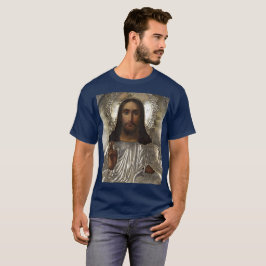 Camiseta Cristo Pantocrator Silver Oklad Riza Ícone Russo