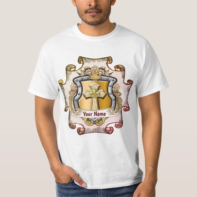 Camiseta Cristos Cruz Escudo Sobrenome (Frente)
