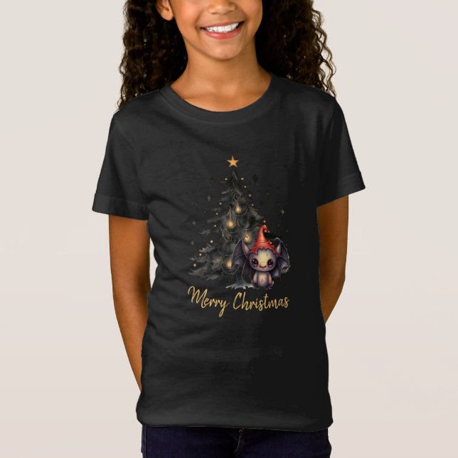 Camiseta Critério das asas de árvores de Natal gótico (Frente)