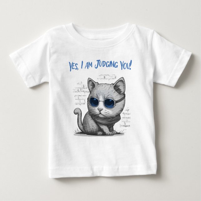 Camiseta Critical Cat Judging You Blue Text (Frente)
