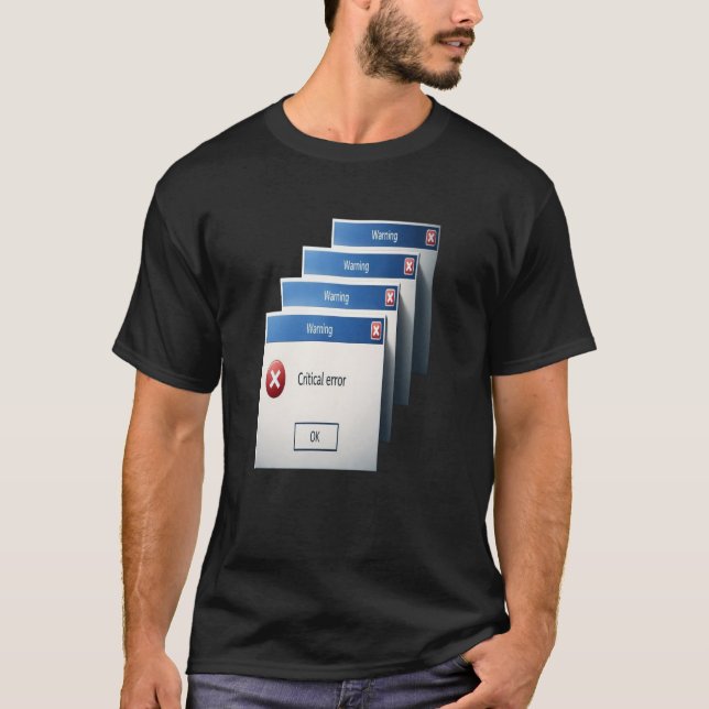 Camiseta Critical Error — Retro Windows Warning Boxes Graph (Frente)