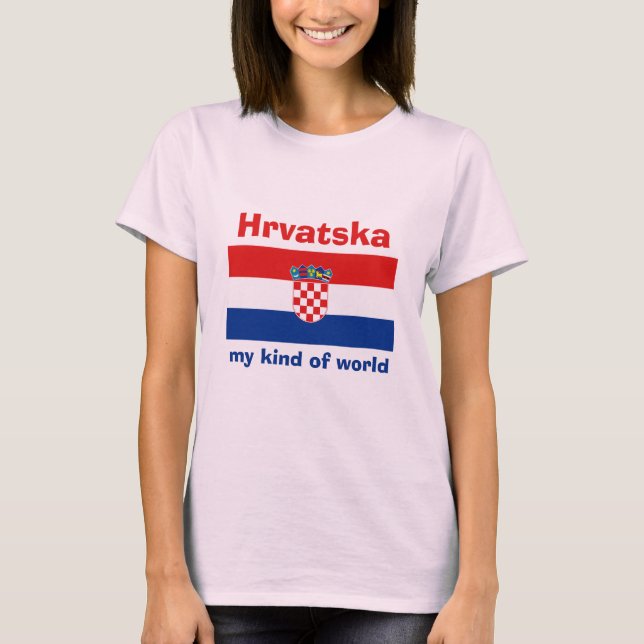 Camiseta Croácia Bandeira + Mapa + Texto (Frente)