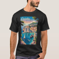 Croácia Dubrovnik Ilustração Arte de Viagem Vintag