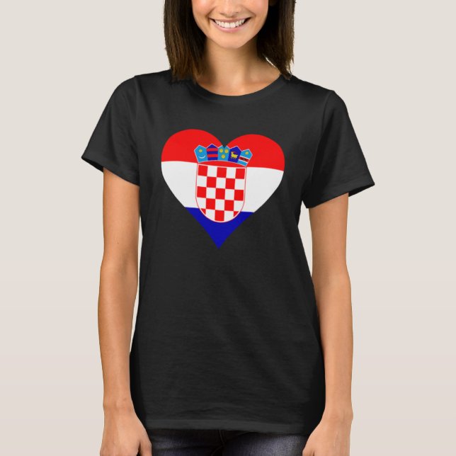Camiseta Croácia Flag Heart Croácia Love Croácia (Frente)