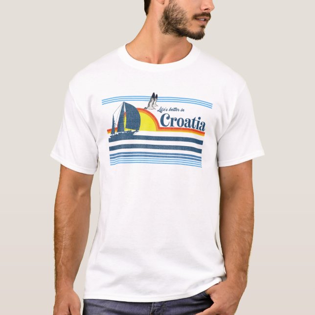 Camiseta Croácia - Praia Retro 70S 80S — Sunset (Frente)