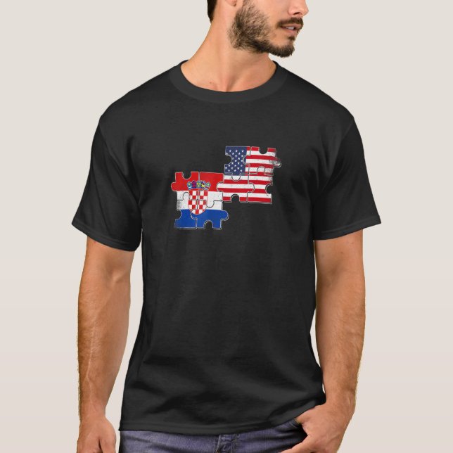 Camiseta Croácia Usa Raízes Croata American Flag Hrvatska (Frente)