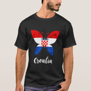 Camiseta Croácia Vintage Butterfly Bandeira Croata P