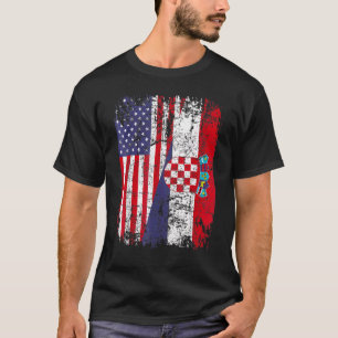 Camiseta Croata Roots Half American Flag Croácia
