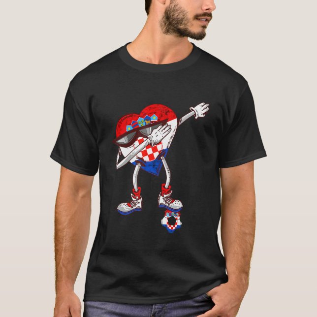 Camiseta Croatia Dabbing Heart Hrvatska Soccer Team Croatia (Frente)