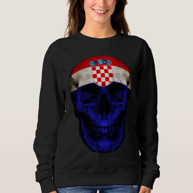 Camiseta Croatia Flag Skull Croatian Roots Proud Patriotic (Frente)