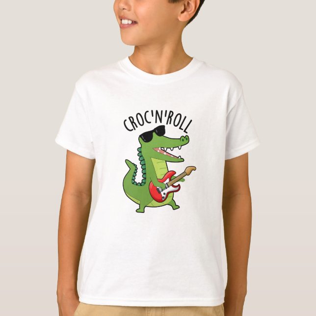 Camiseta Croc N Roll Funny Crocodilo Pun (Frente)