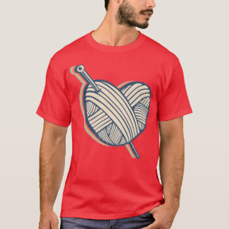 Camiseta Croché Crocheter Ganchilho Tricô Coração Retro