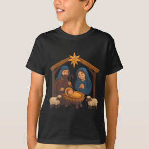 Camiseta Croché de Natal Jesus Croché de Natal Falso Fio de