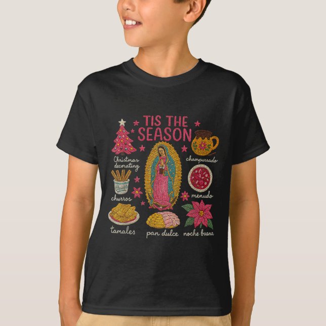 Camiseta Crochet de Fio Falso É a Época do Natal Mexicano d (Frente)