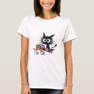 Camiseta Crochet E Knitting Eu Estou Bem Engraçado Gato Cro