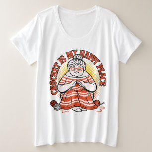 Camiseta Crochet É Meu Lugar Feliz – Avó Alegre