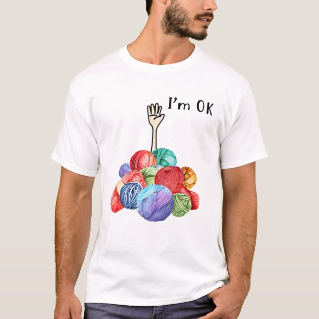 Camiseta Crochet e tricô, estou bem (Frente)