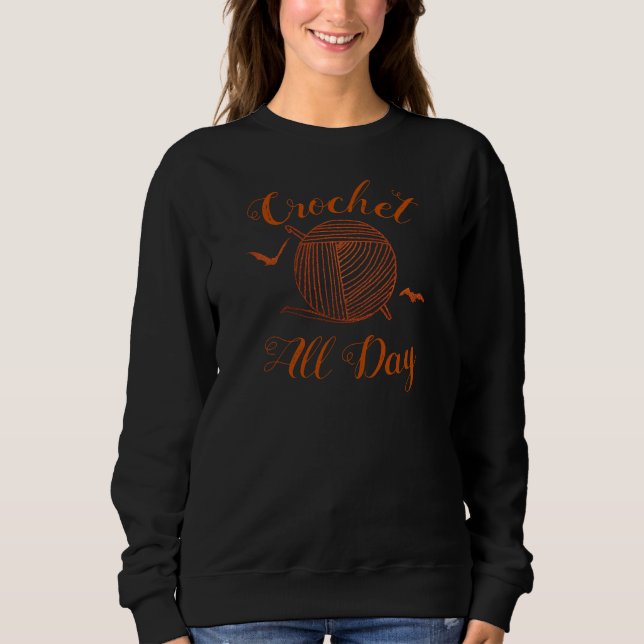 Camiseta Crochet ・ Fios De Halloween O Dia Todo + Artesanat (Frente)