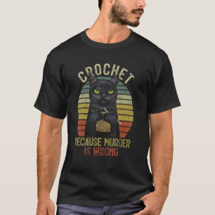 Camiseta Crochet Gato Preto Vintage Porque Assassinato é Er