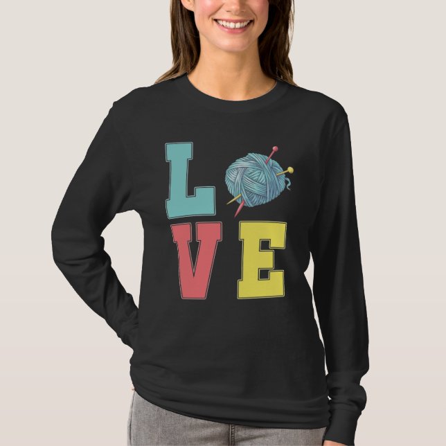Camiseta Crochet Love Hobby Crafting Yarn Knitter (Frente)