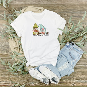 Camiseta Crochet Mais Preocupada Menos Camisa-T com Gnomos 