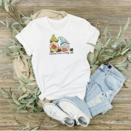 Camiseta Crochet Mais Preocupada Menos Camisa-T com Gnomos 