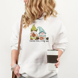 Camiseta Crochet Mais Preocupada Menos Hoodie com Gnomos Cu